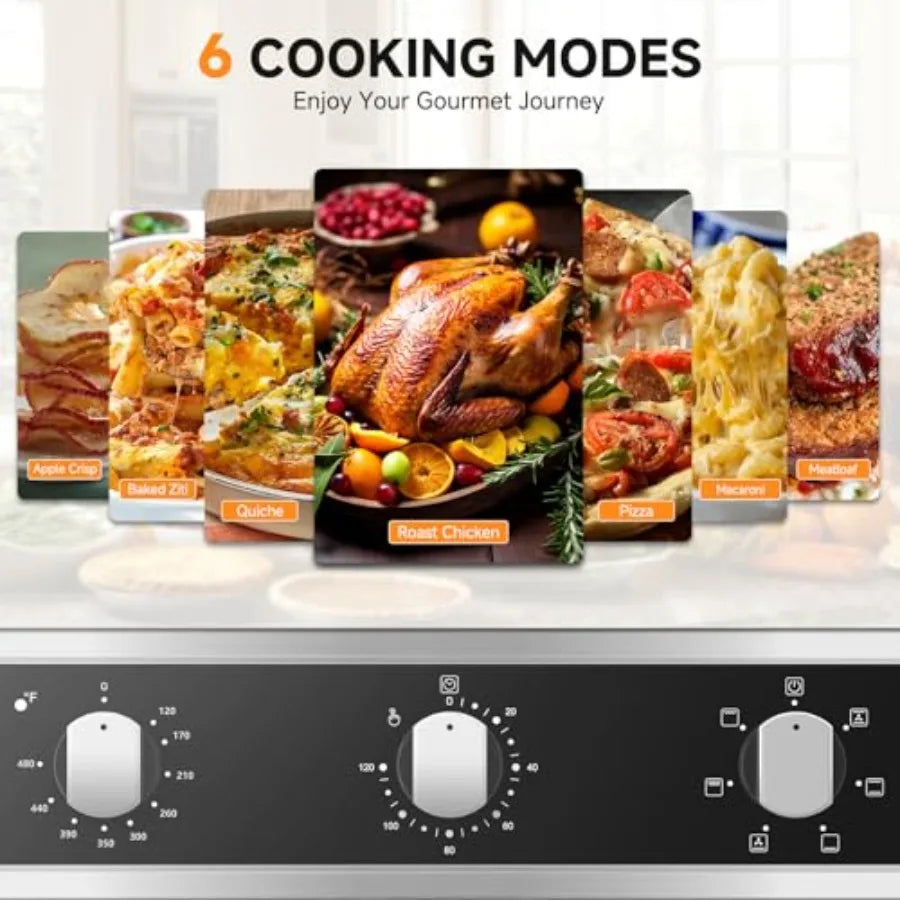 24" Electric Wall Oven 2200W 6 Cooking Modes Convection