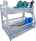 White Plastic 2 Tier Dish Drainer
