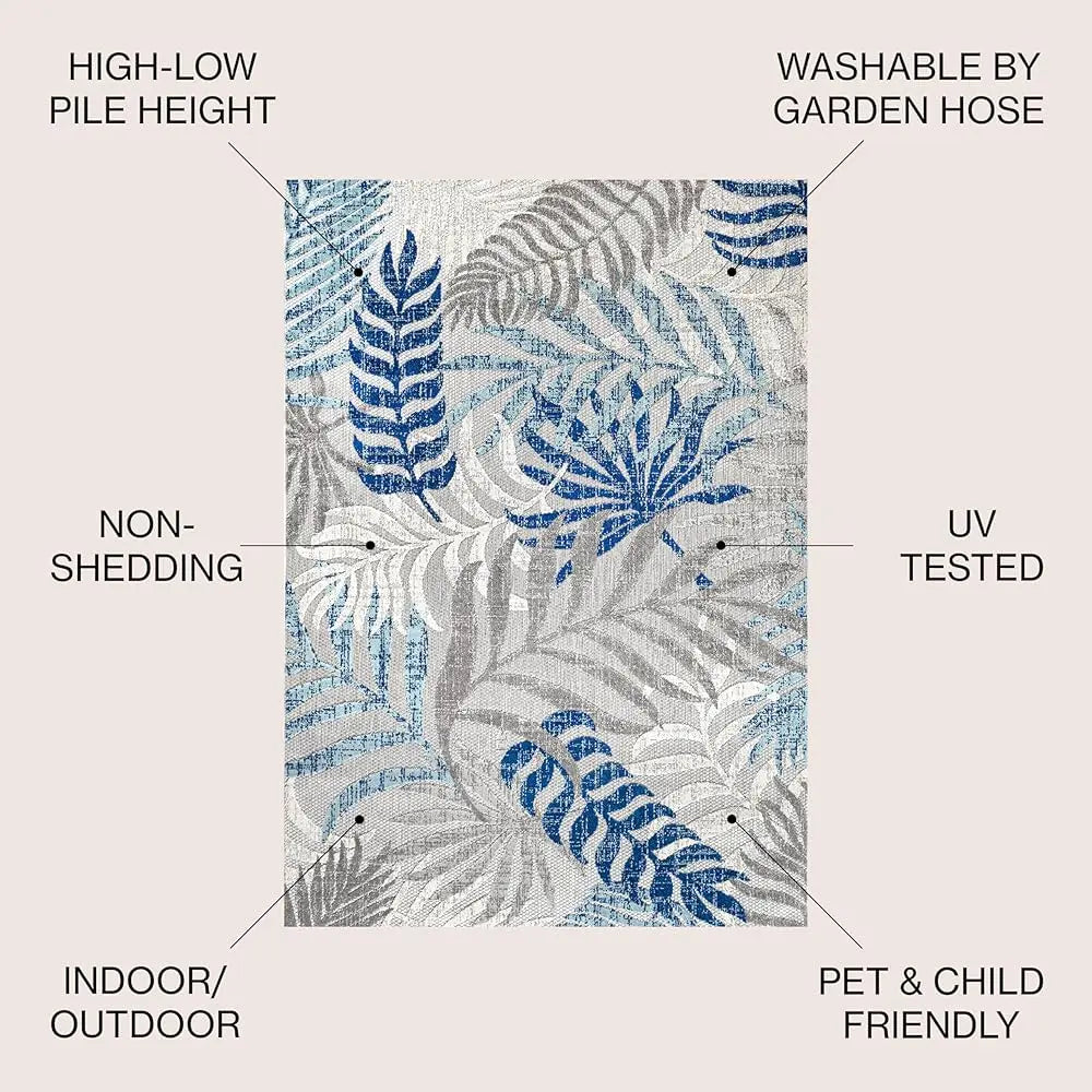 5'3"x7'6" Tropics Palm Leaves Indoor/Outdoor