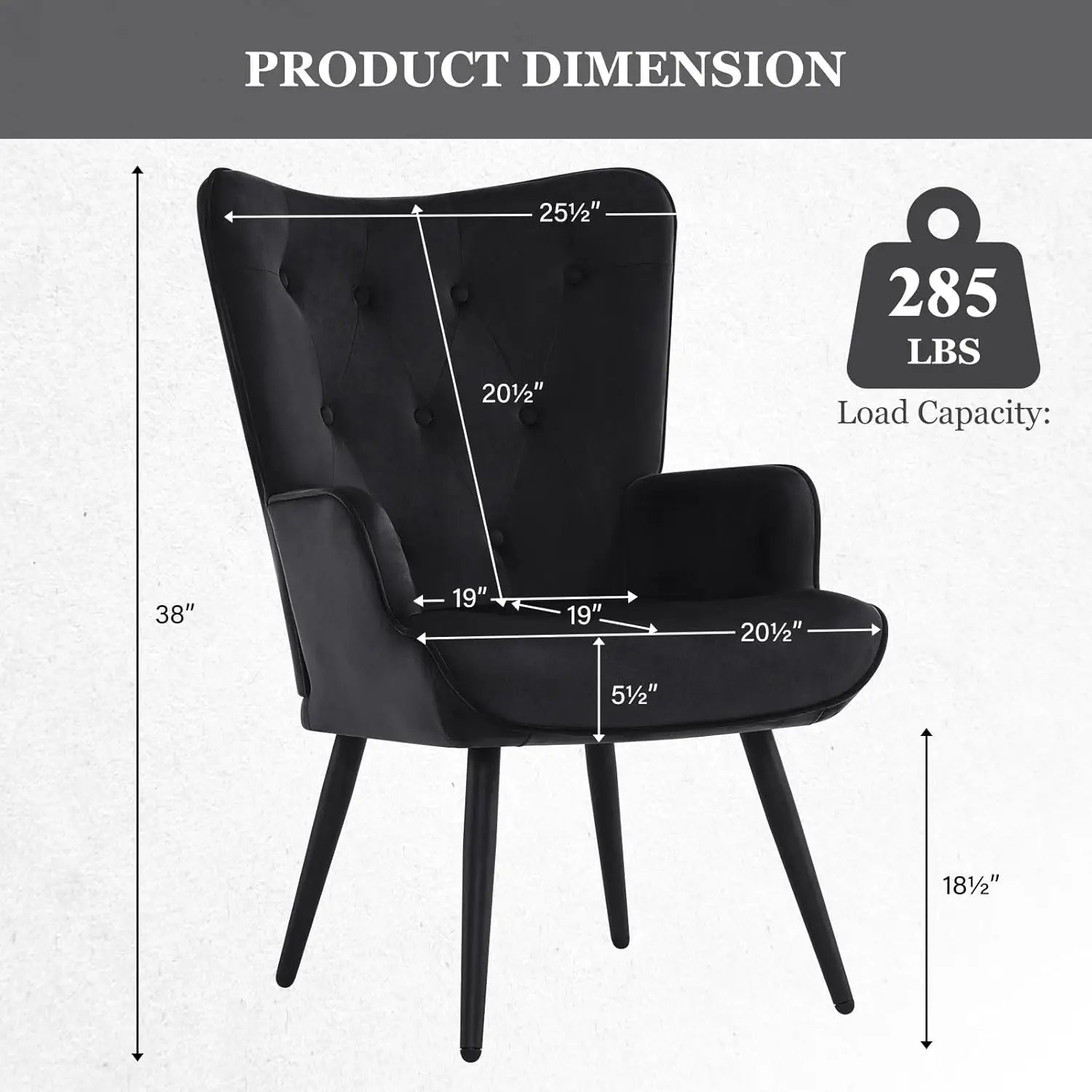 2 Black Velvet w/ High Wingback