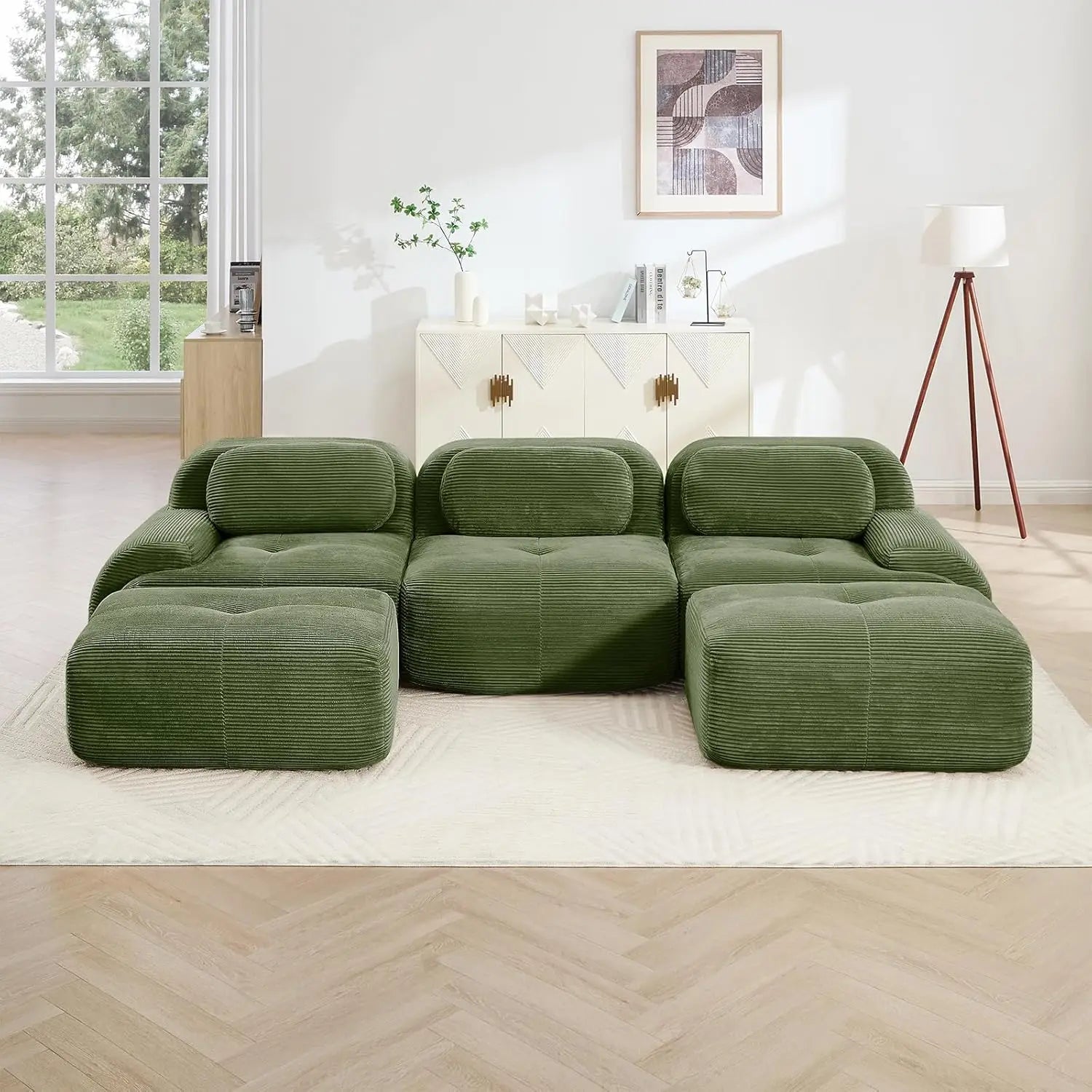 116" Modern Corduroy Cloud Sofa
