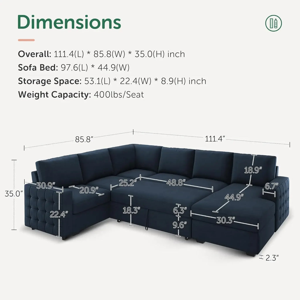 Sectional Sleeper Sofa w/Pull Out Bed