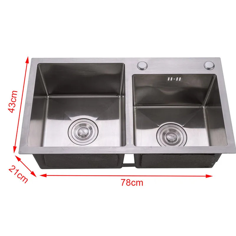 Stainless Double w/Drainer Deep