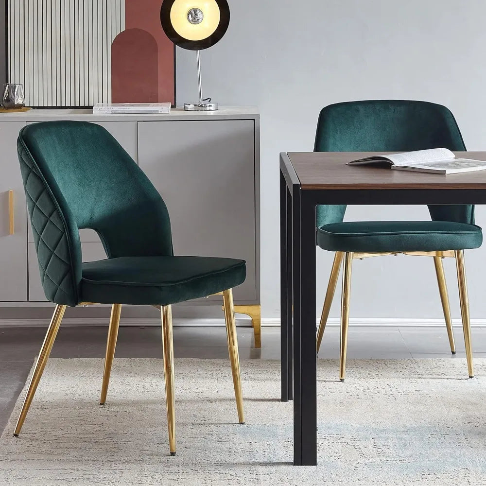 2 Forest Green Velvet Upholstered