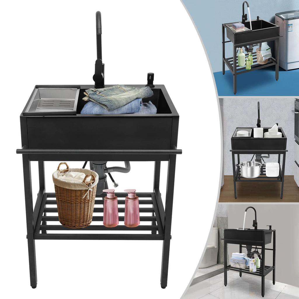 Modern Freestanding Rectangular Stainless Black