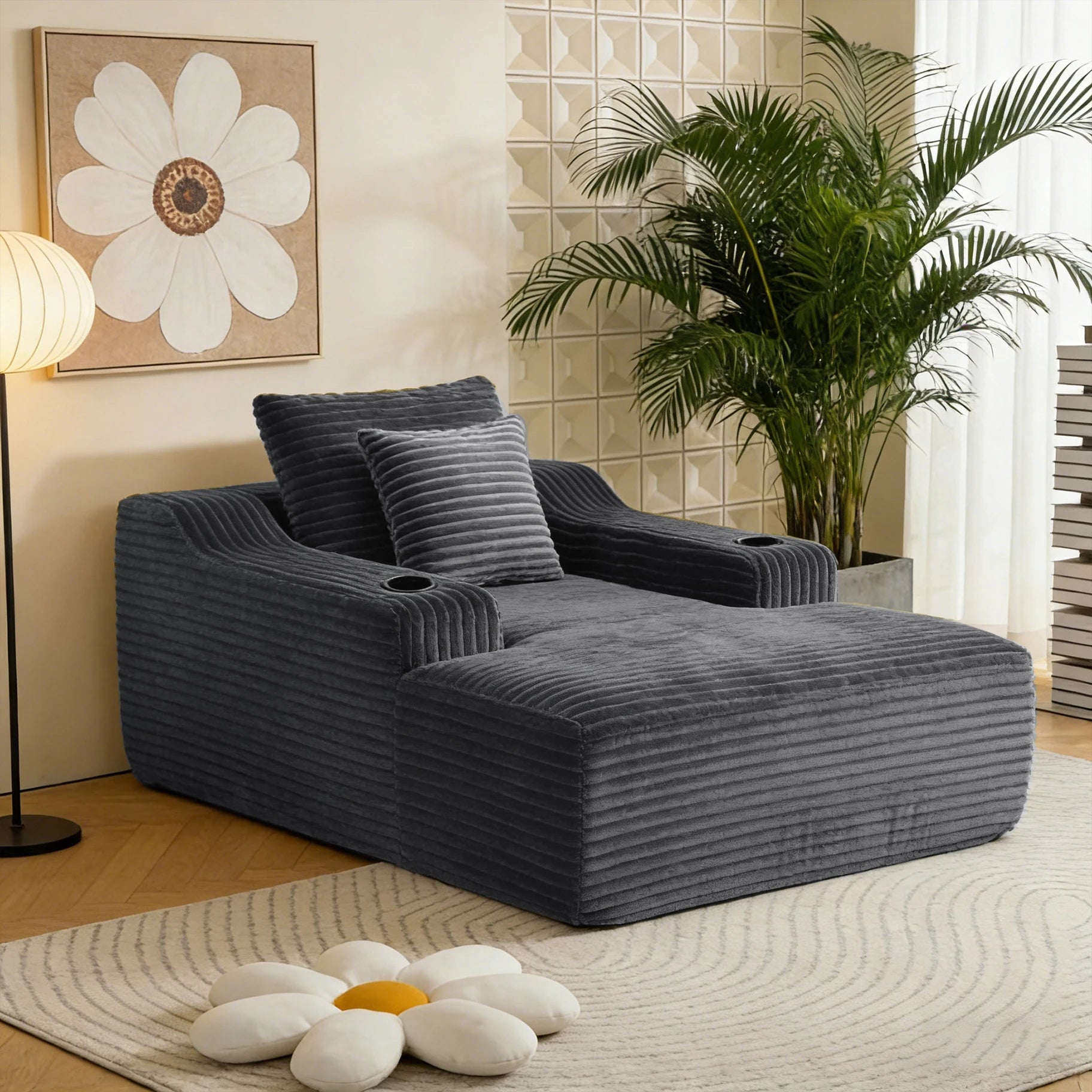 67'' Corduroy Chaise Lounge