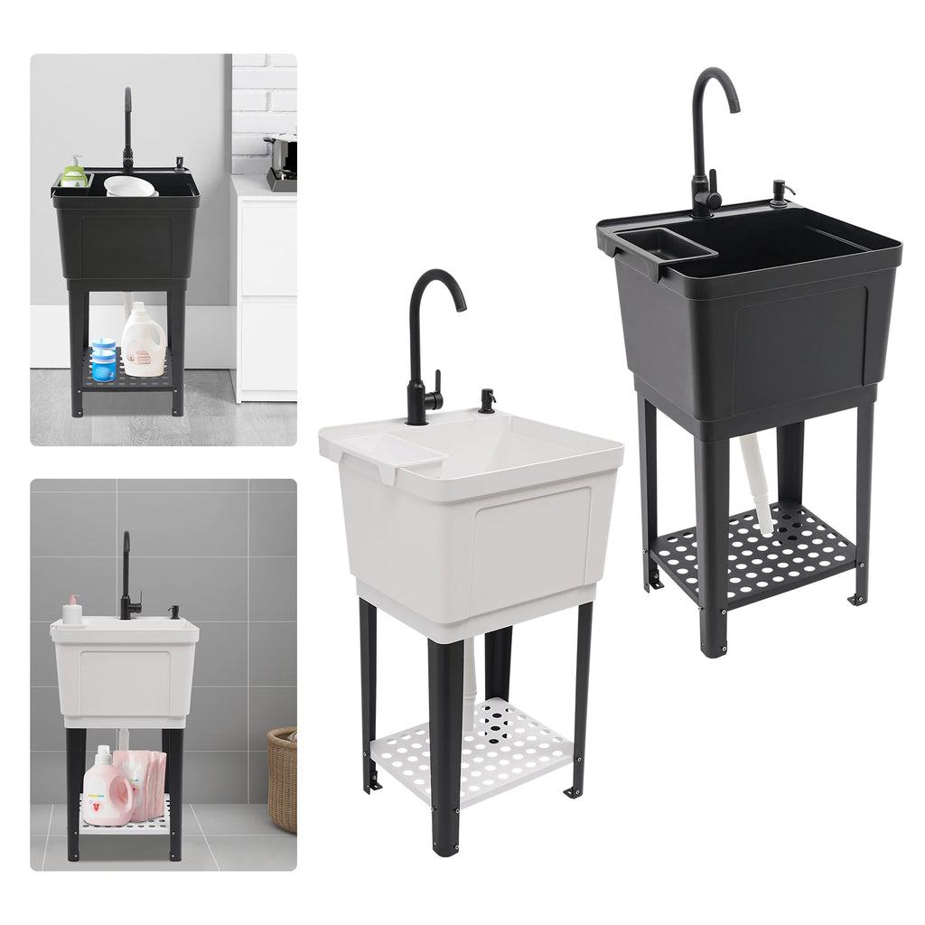 Freestanding Laundry Sink w/Soap Dispenser