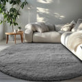 8' Grey Fluffy Shag Circle