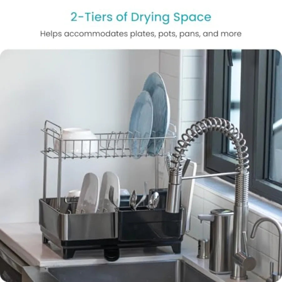 Large Stainless Steel Dish Rack w/Drain