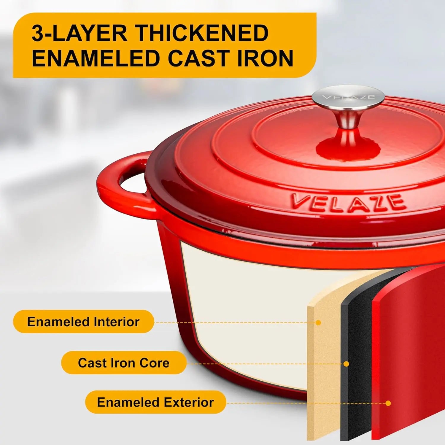 7.5 QT Enameled Cast Iron Dutch Oven Lid