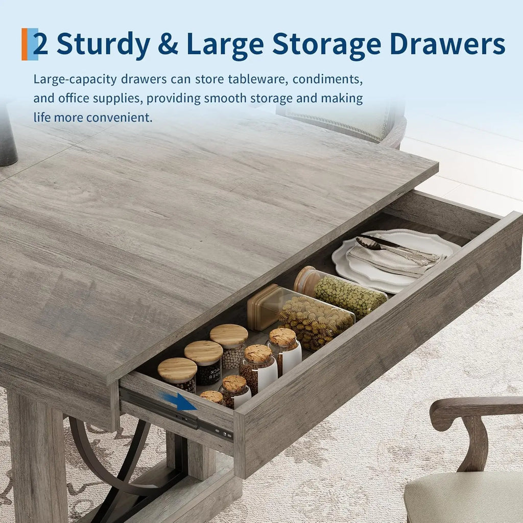 71" Wooden w/2 Drawers Rectangular for 6-8