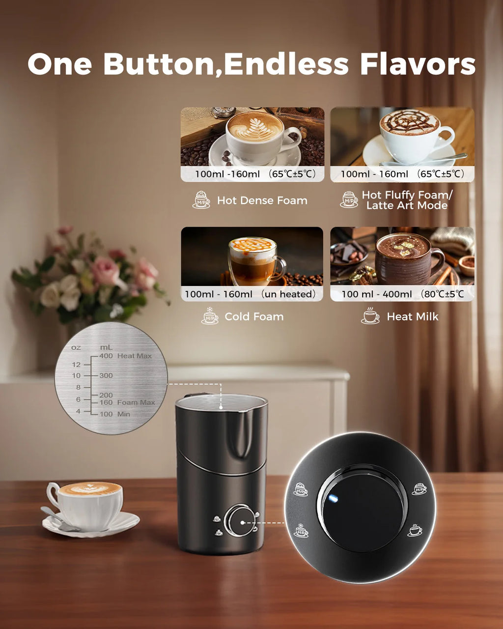 Milk Frother and Steamer 8-in-1 Electric