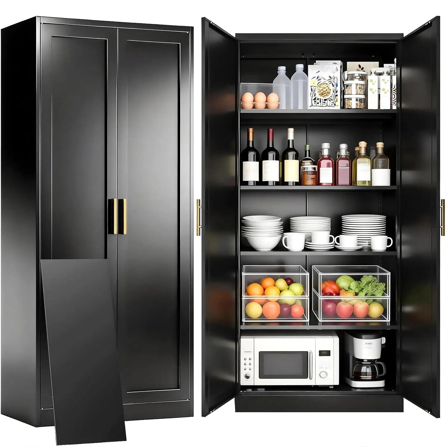 White Pantry Cabinet 71" Tall Metal