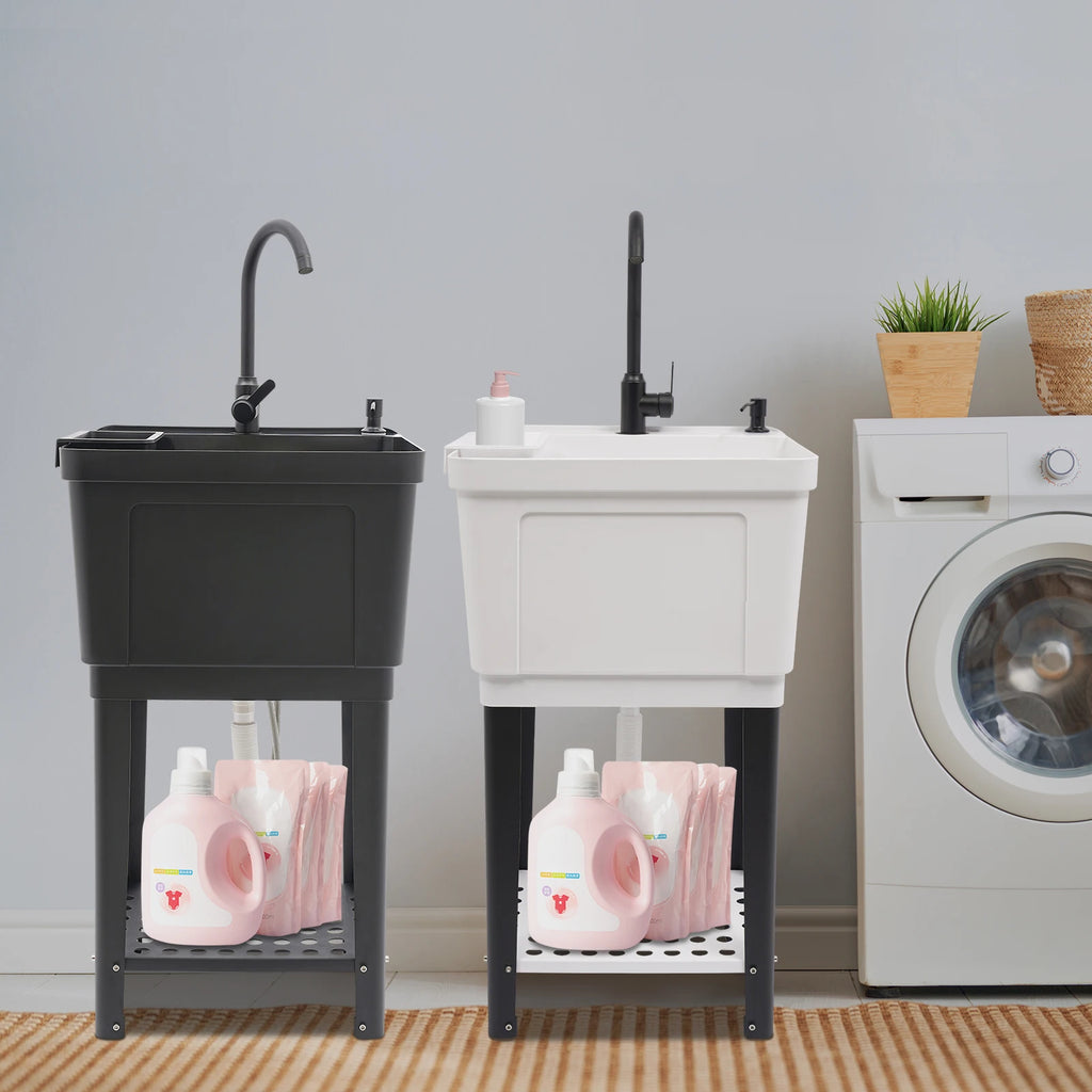 Freestanding Laundry Sink w/Soap Dispenser