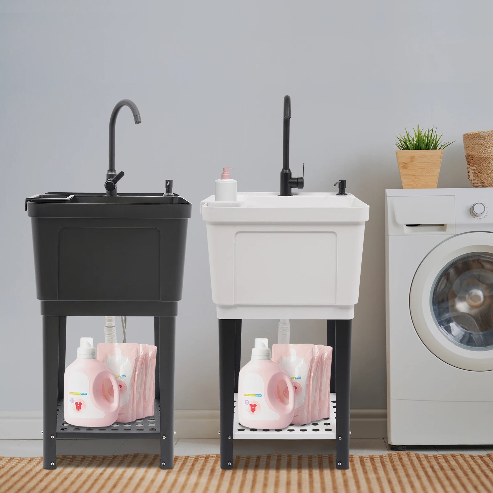 Freestanding Laundry Sink w/Soap Dispenser