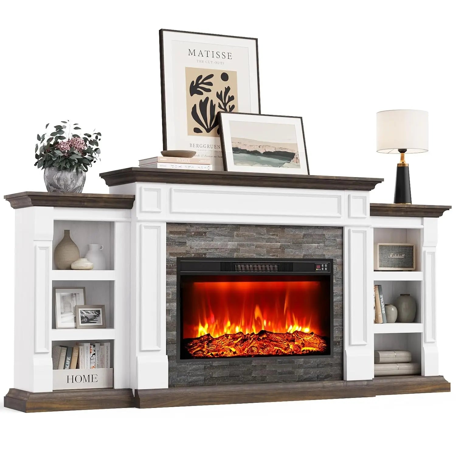 80" Electric Fireplace Mantel Cabinets
