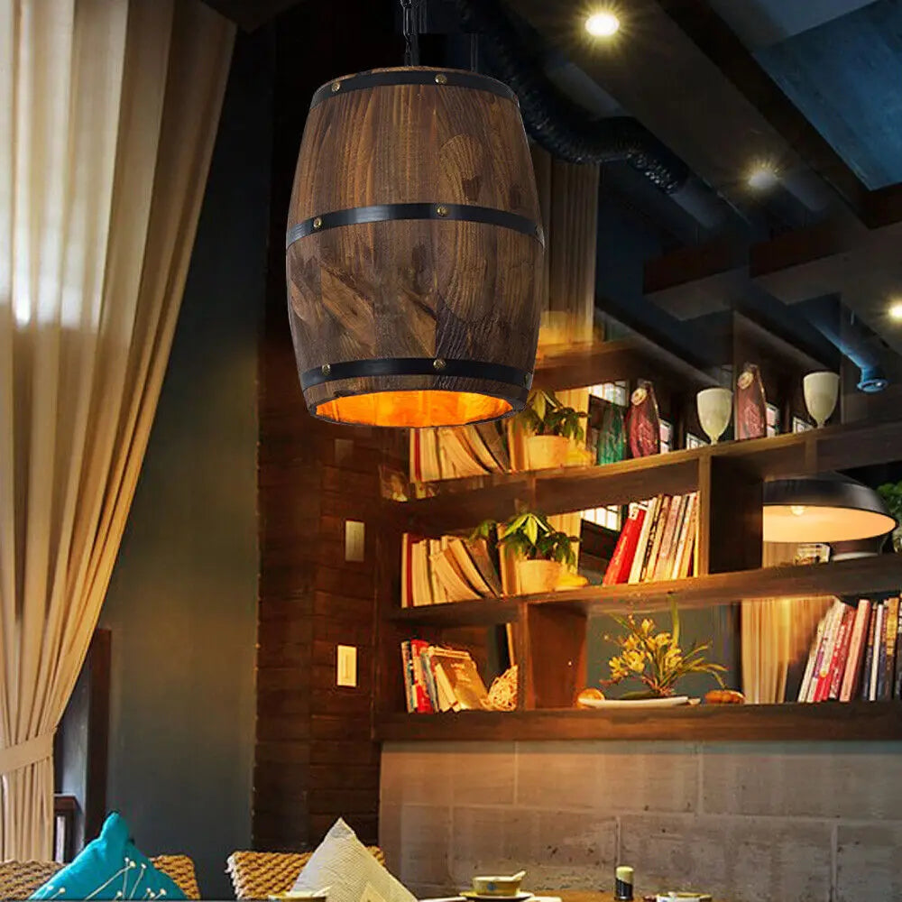 Vintage Rustic Wine Barrel Light