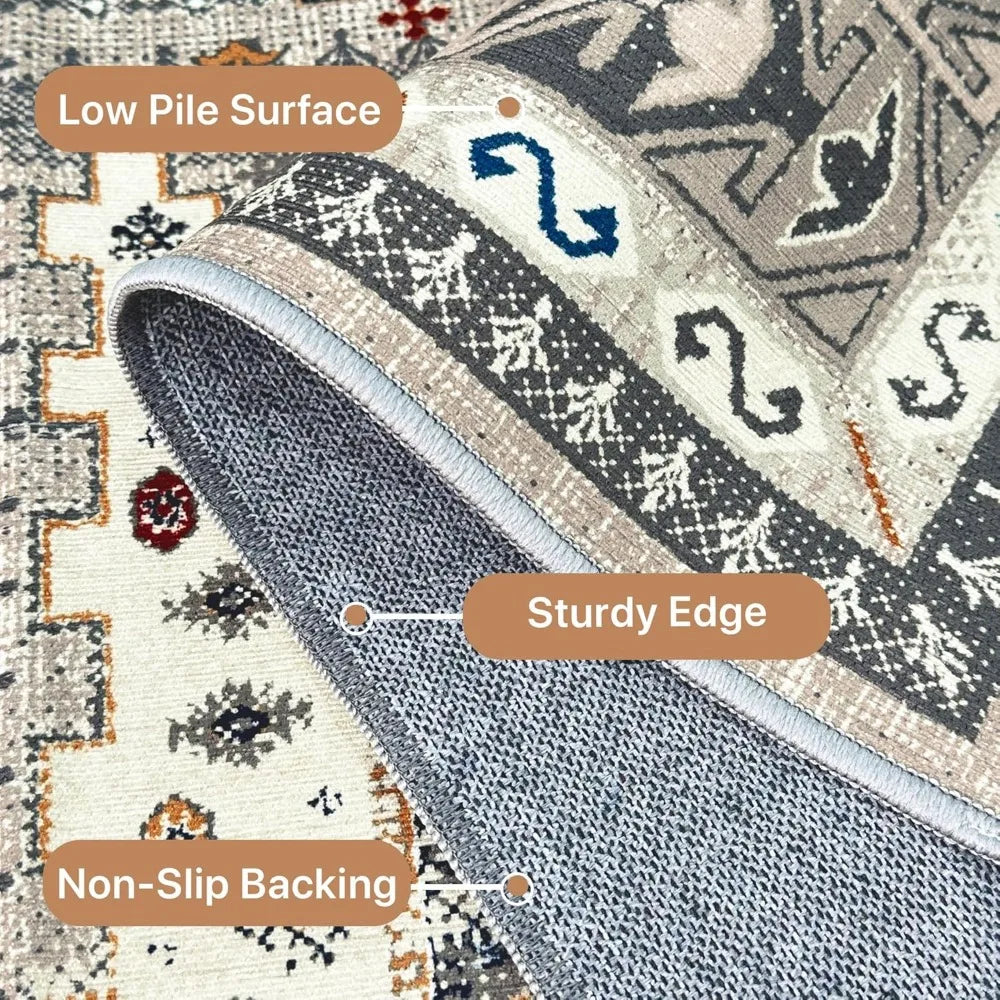 8x10 Vintage Distressed Brown Washable