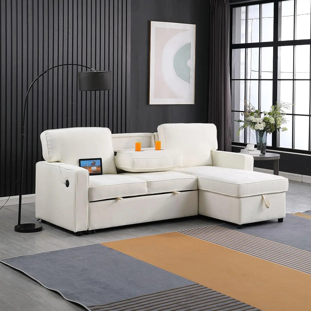 89" Sofa Bed Chenille Modern