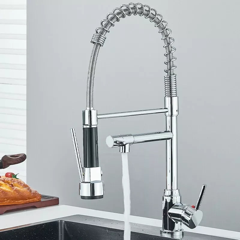 Chrome Brass Pull Down Hot and Cold Water