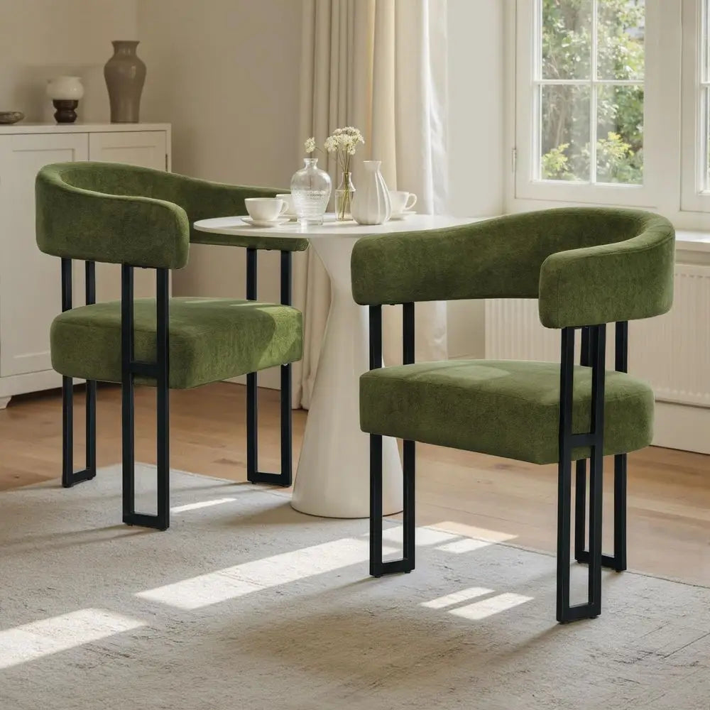 2, Modern Armrest Barrel Upholstered