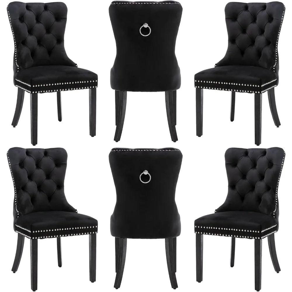 6 Velvet Wood Legs Pull Ring, Luxury