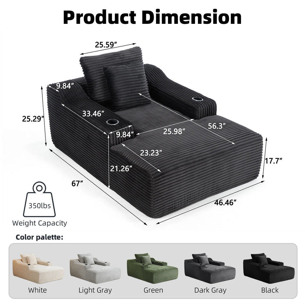 67'' Corduroy Chaise Lounge