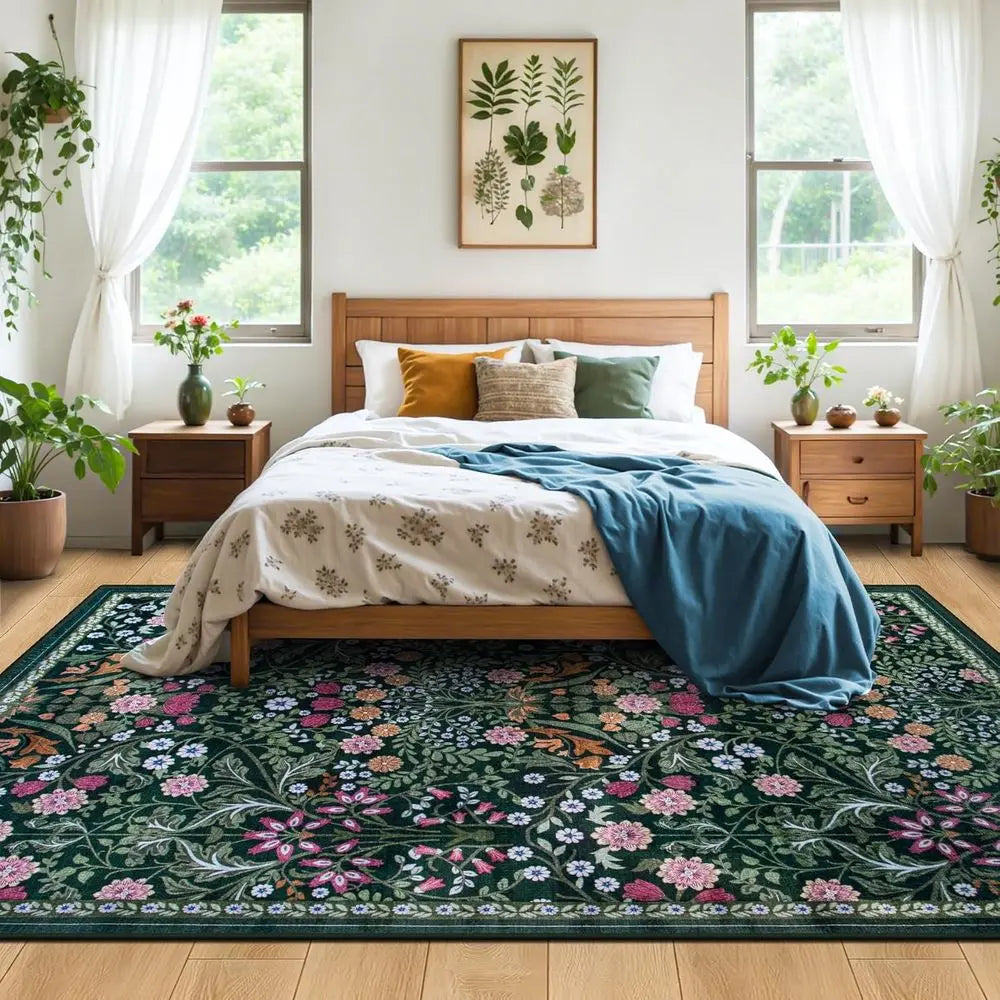 9x12 Vintage Floral Boho Soft Washable