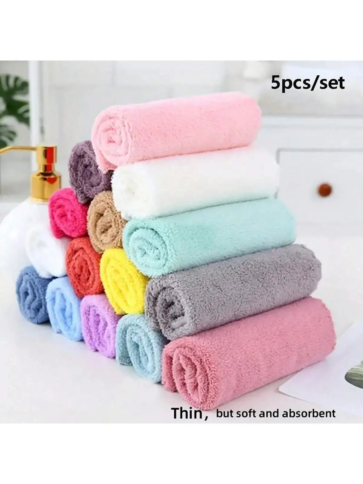5pcs Fleece Washcloths Set, Soft & Absorbent