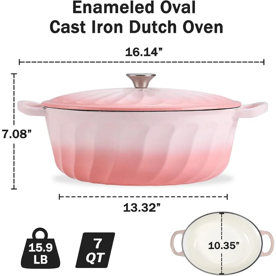 7 QT Enameled Cast Iron Dutch Oven