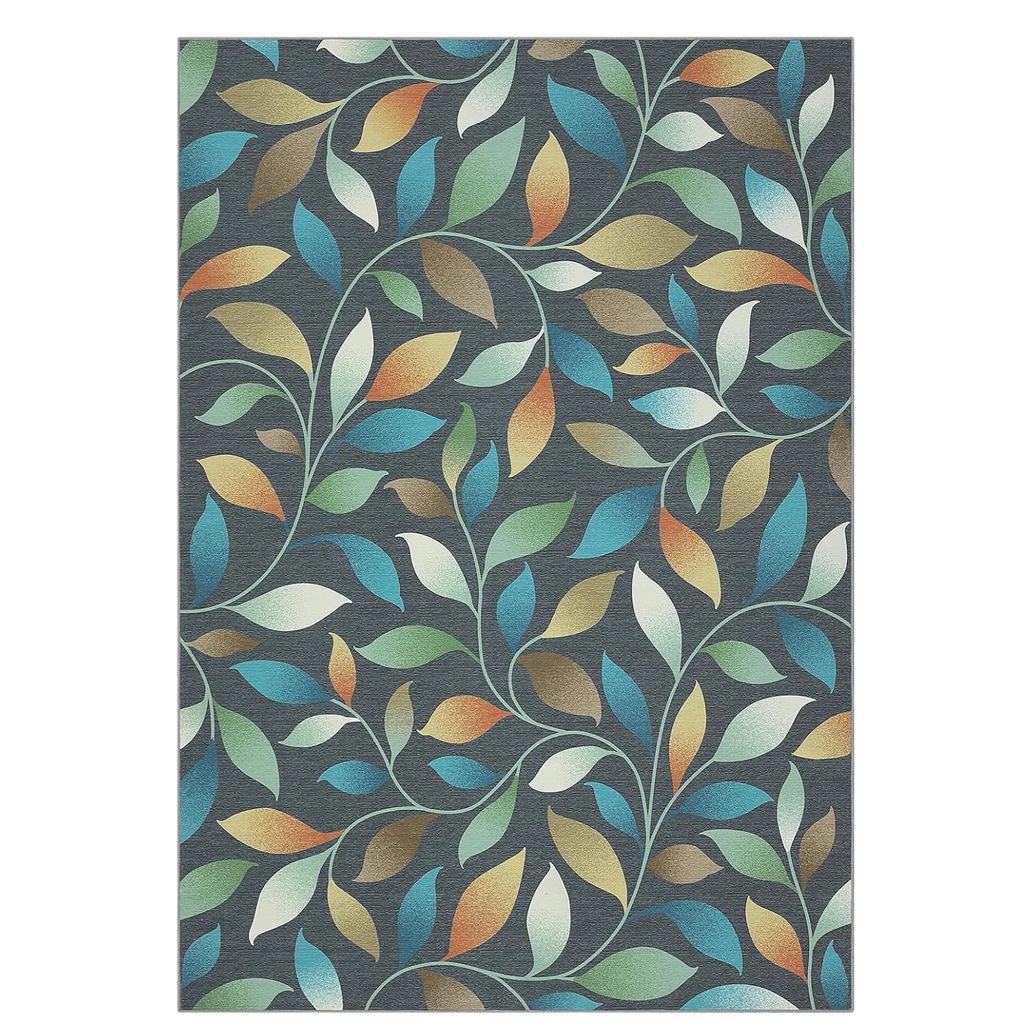 Washable Modern Leaf Soft Low Pile