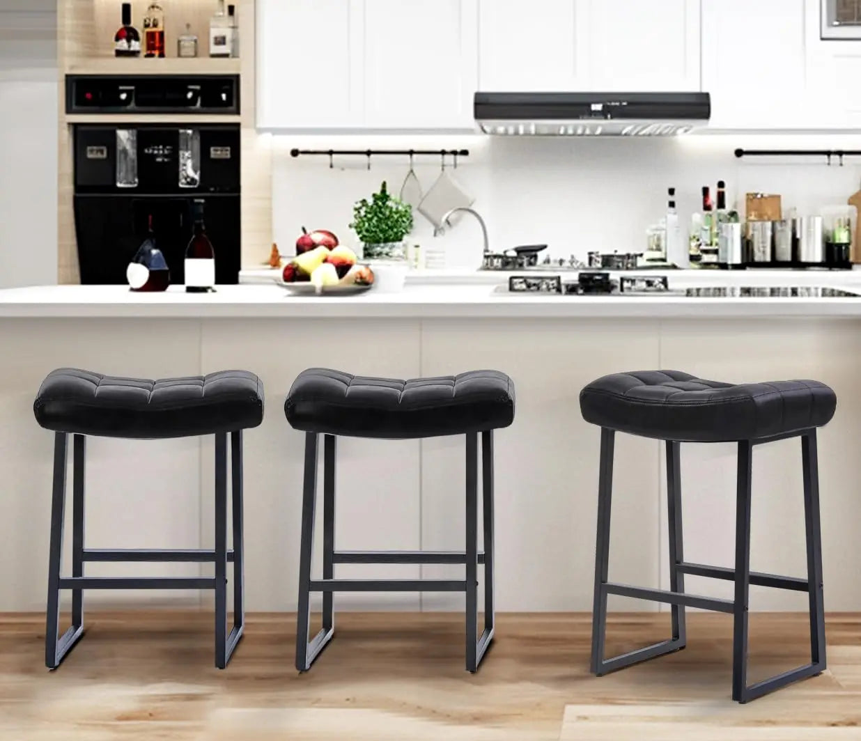 3 Black Bar Counter Height Stools