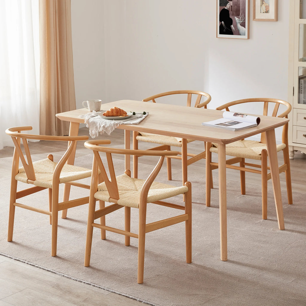 2 Fully Assembled Wishbone Rattan Solid Wood