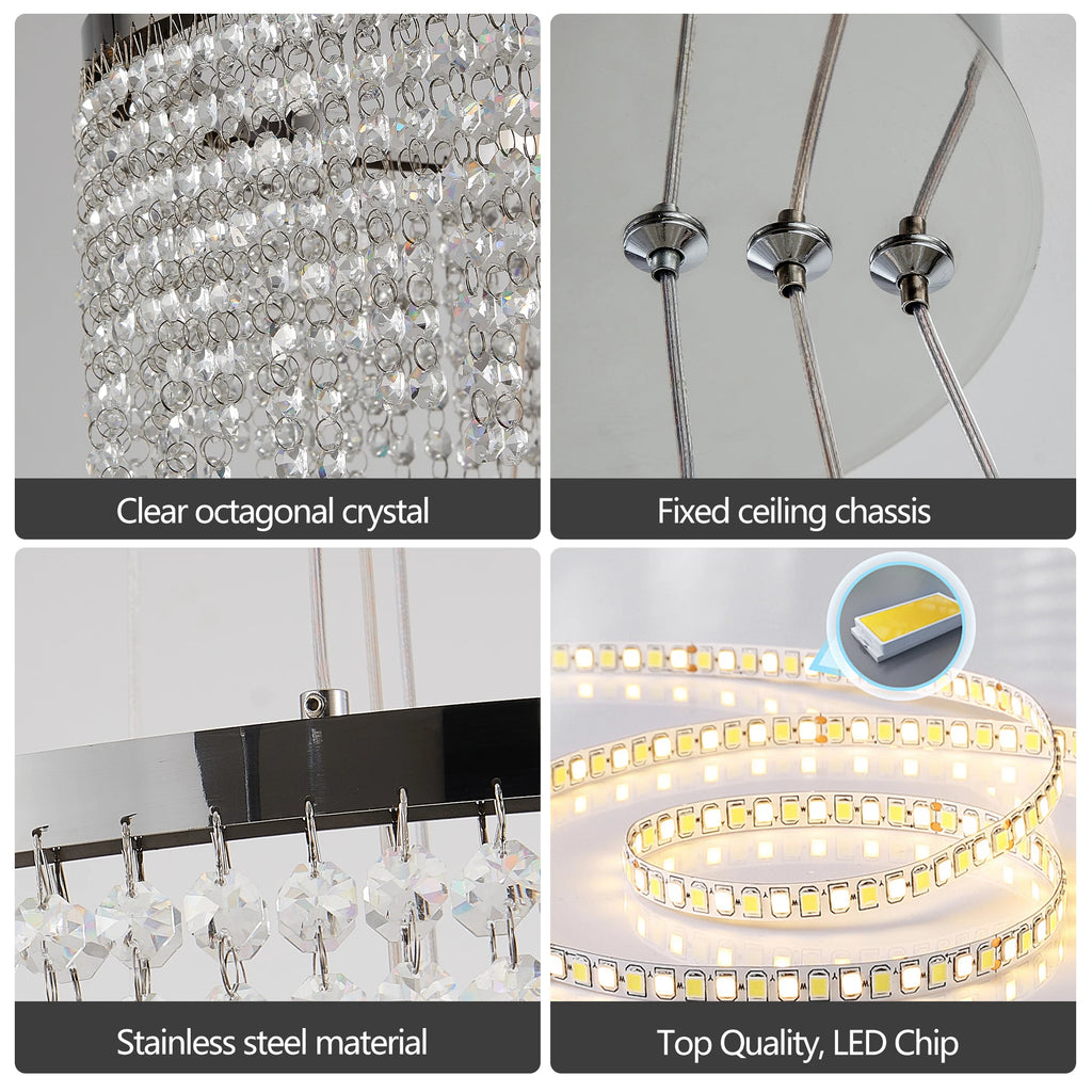 Luxury Round 23.6" Crystal Chandelier