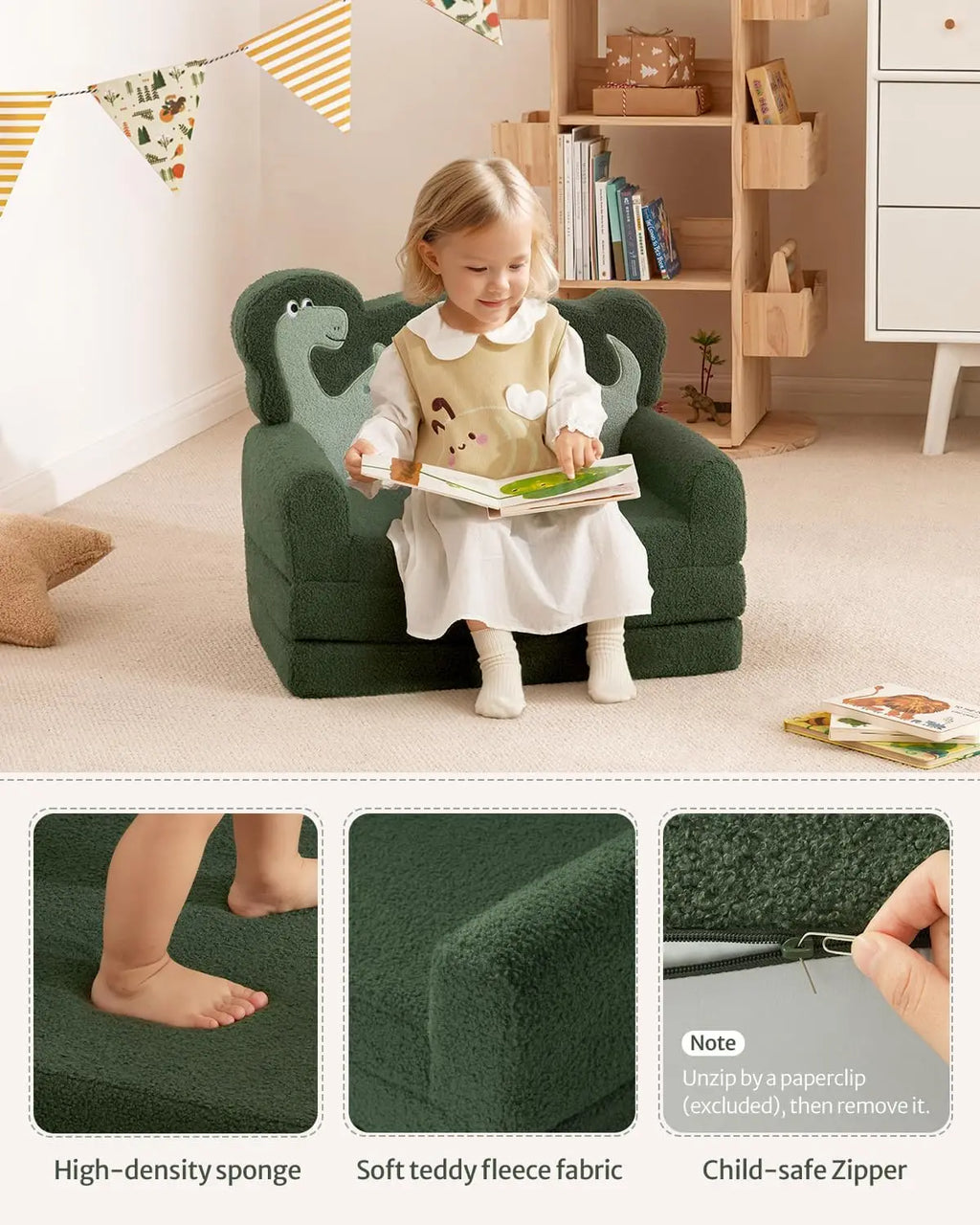 2-in-1 Soft Toddler Couch or Lounger