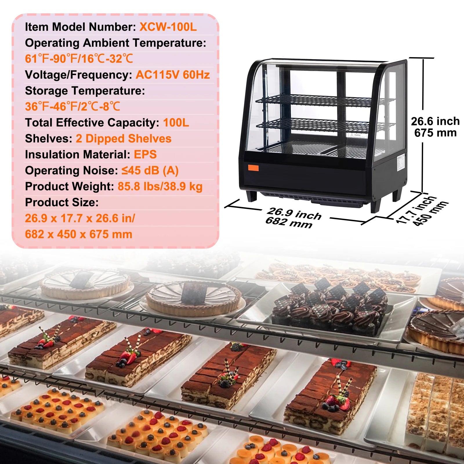 Refrigerated Pastry Display Case Countertop