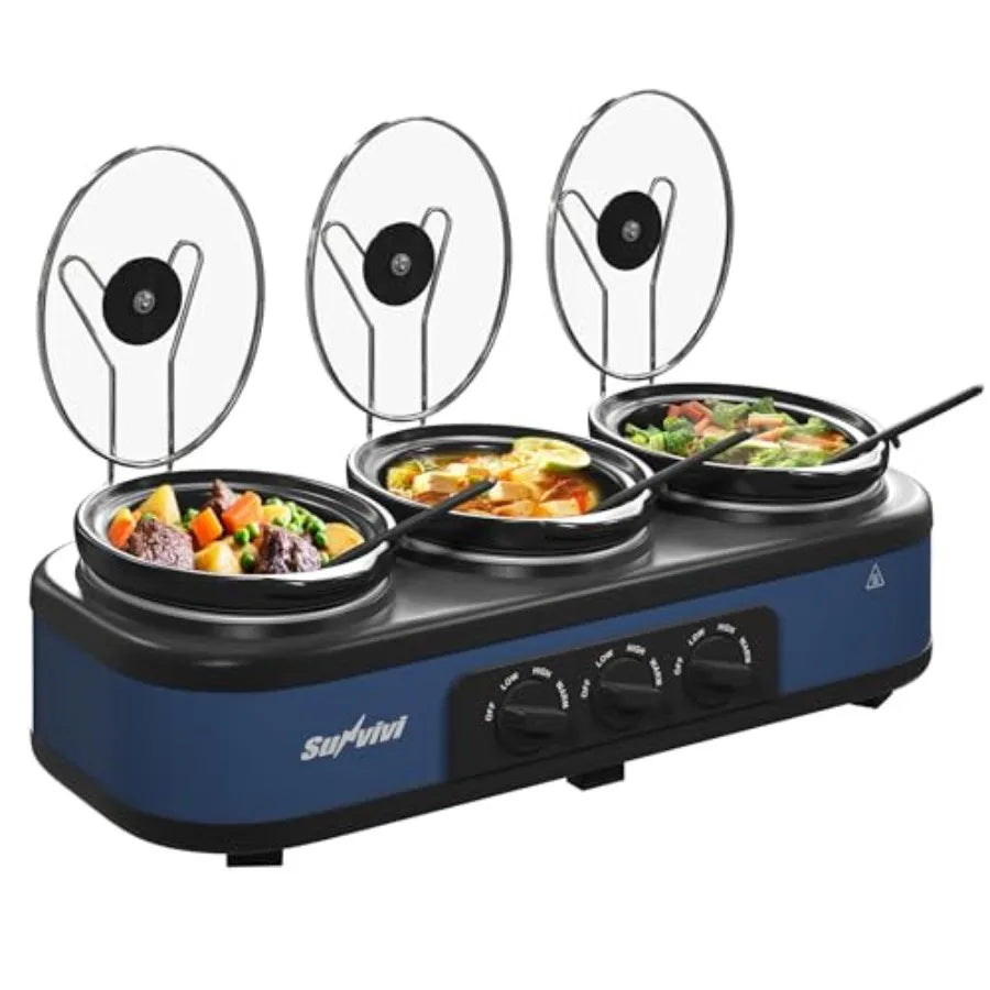 Triple Slow Cooker Buffet Server Removable Pots