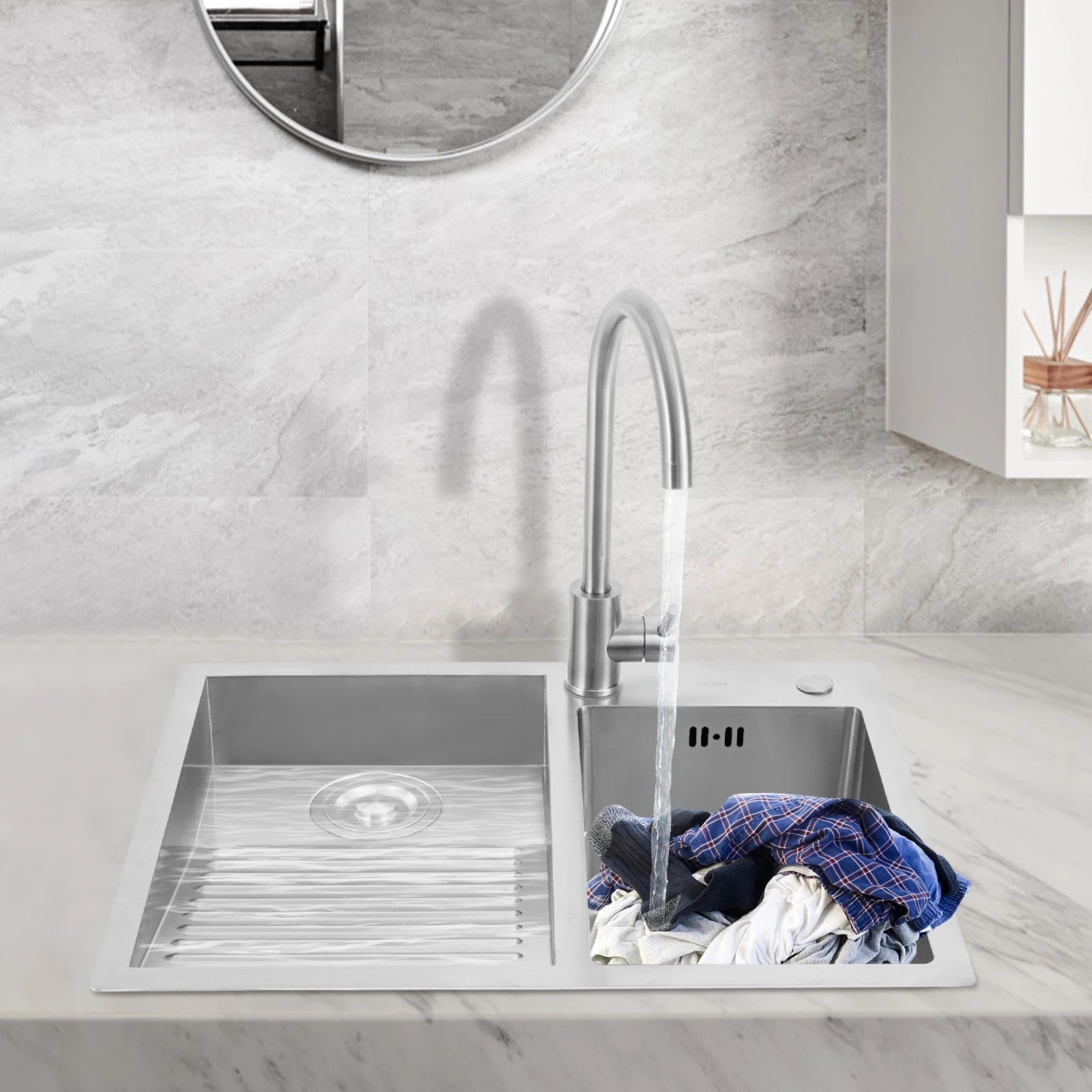 23.62" Modern Laundry Sink Stainless