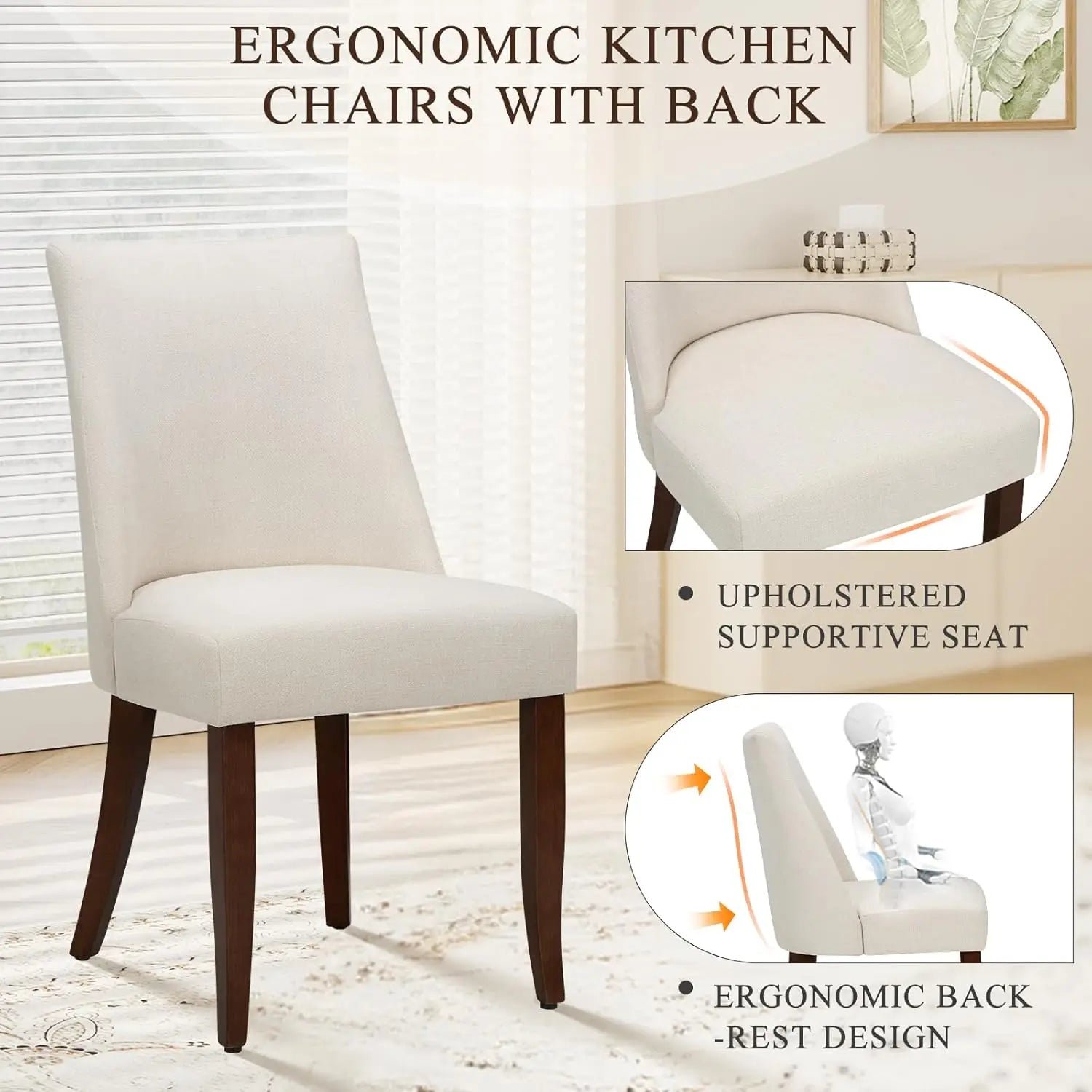 2 Modern Upholstered Wood Legs