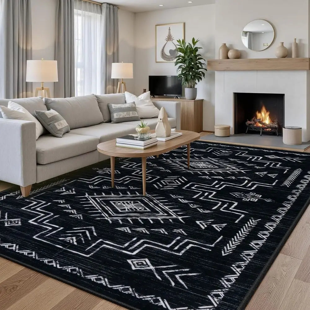 8x10 Black/White Tribal Moroccan Aztec
