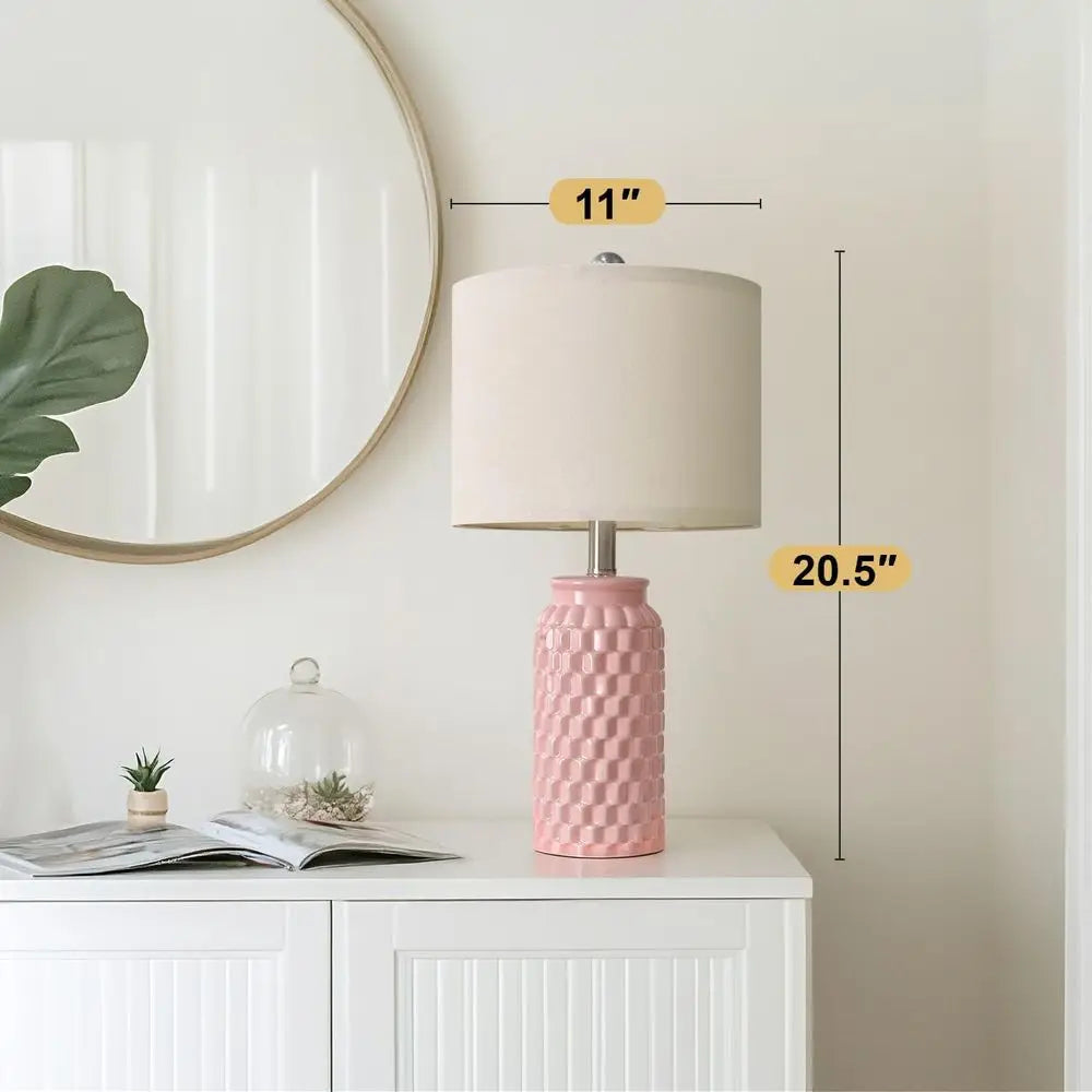 2 Modern Farmhouse Pink Lamps
