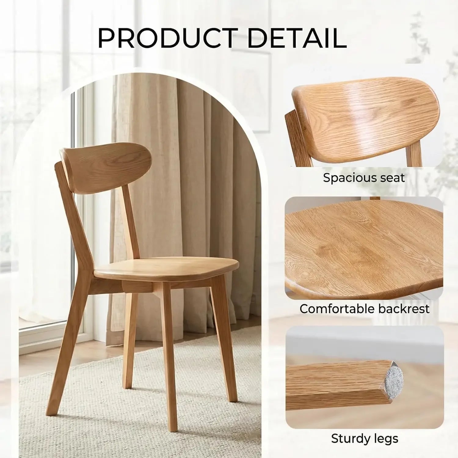4 Solid Wood Curved Backrest