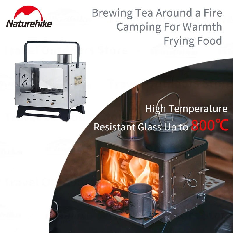Outdoor Wood Stove Stainless/ Glass Chimney