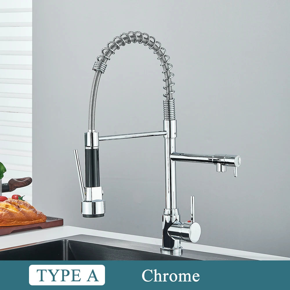 Chrome Brass Pull Down Hot and Cold Water