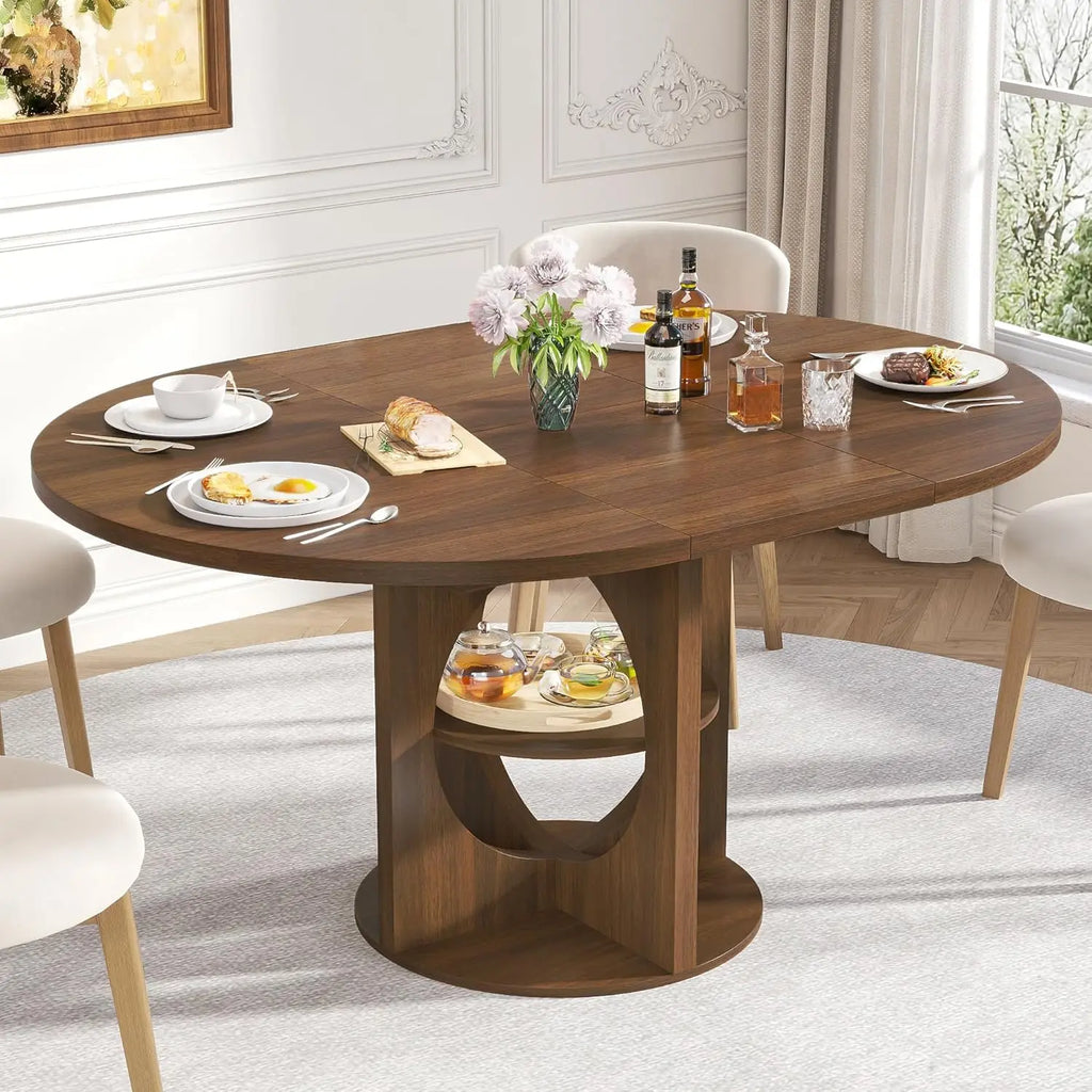 43-59 Extendable Round Wood Walnut
