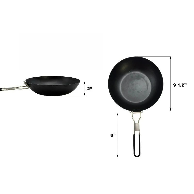 9.5" Carbon Steel Frying Pan with Folding Handle