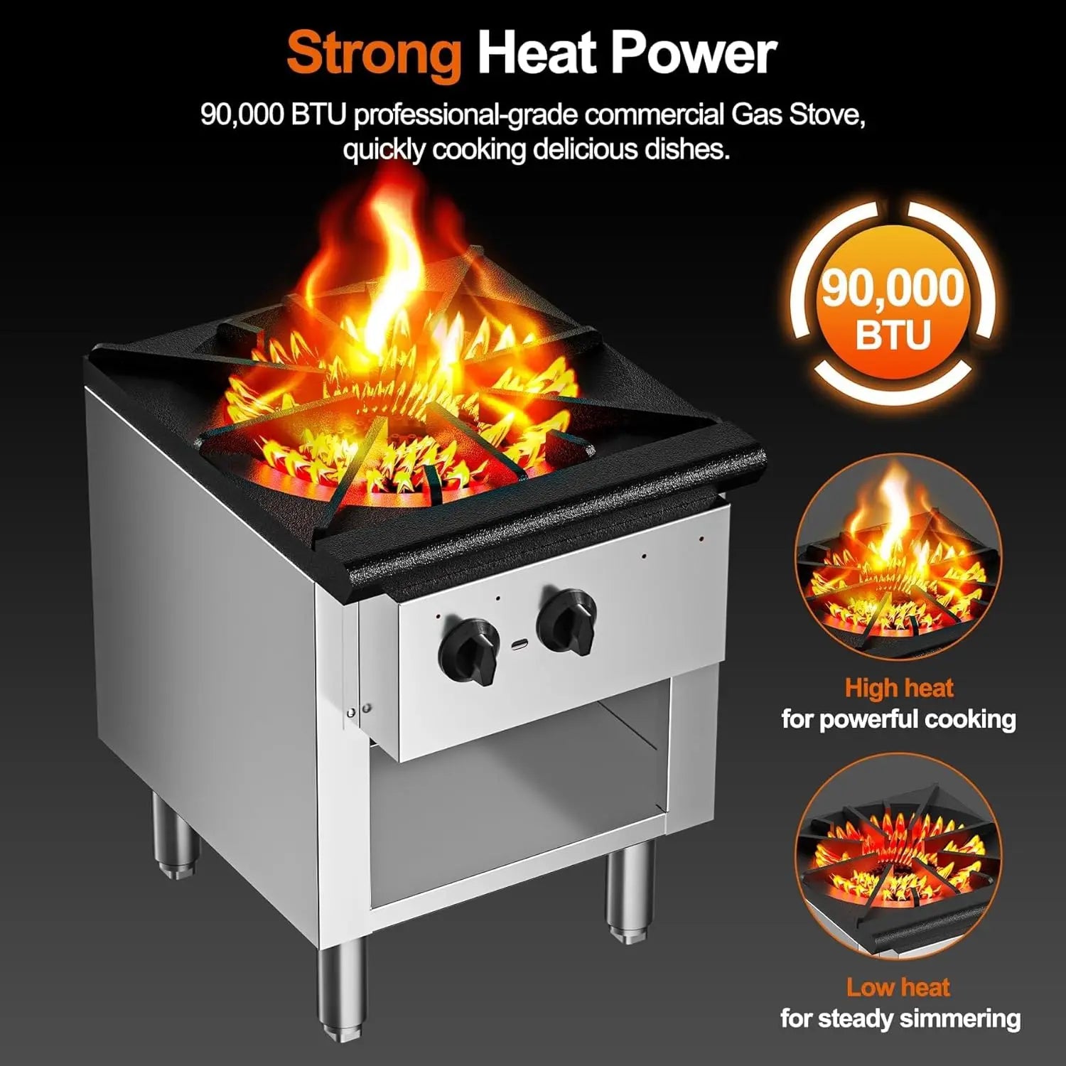 High Power 90,000 BTU Gas Stove, Propane & Natural Gas,