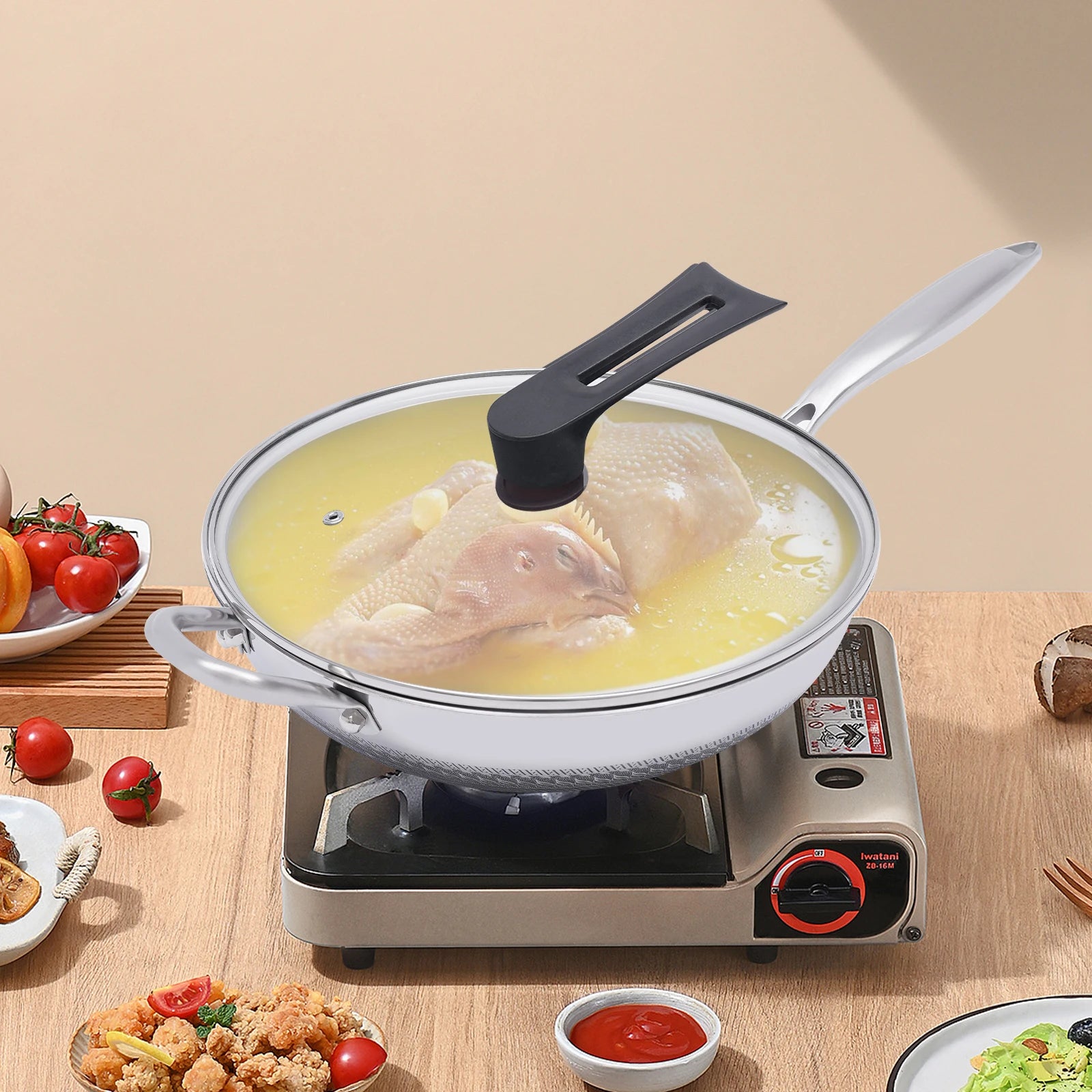 12" Stainless Fry Pan Nonstick Cooking Wok