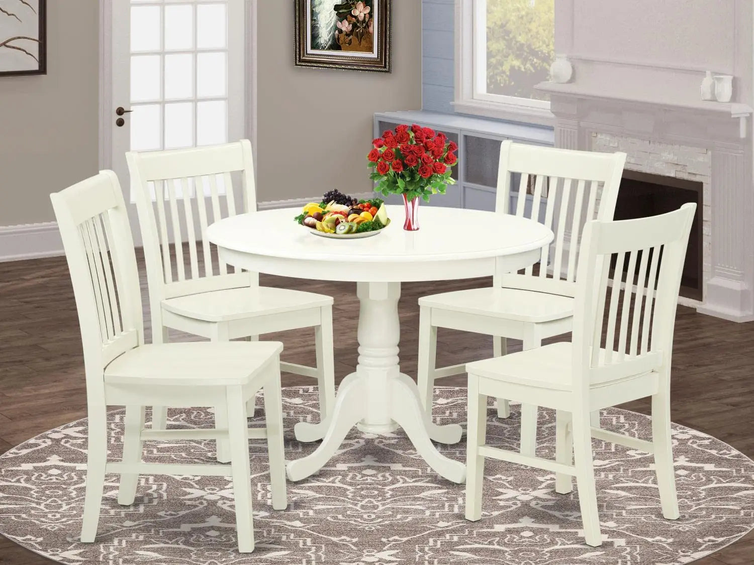 5 Piece, 4 chairs Round 42x42