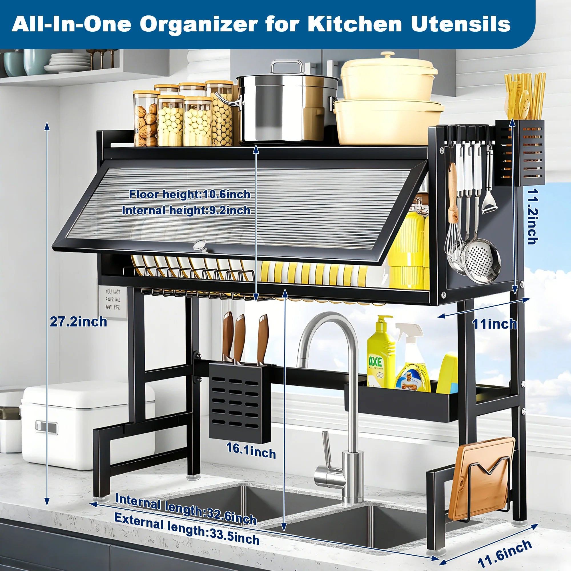 Dish Rack for Kitchen Sink, Space Saving